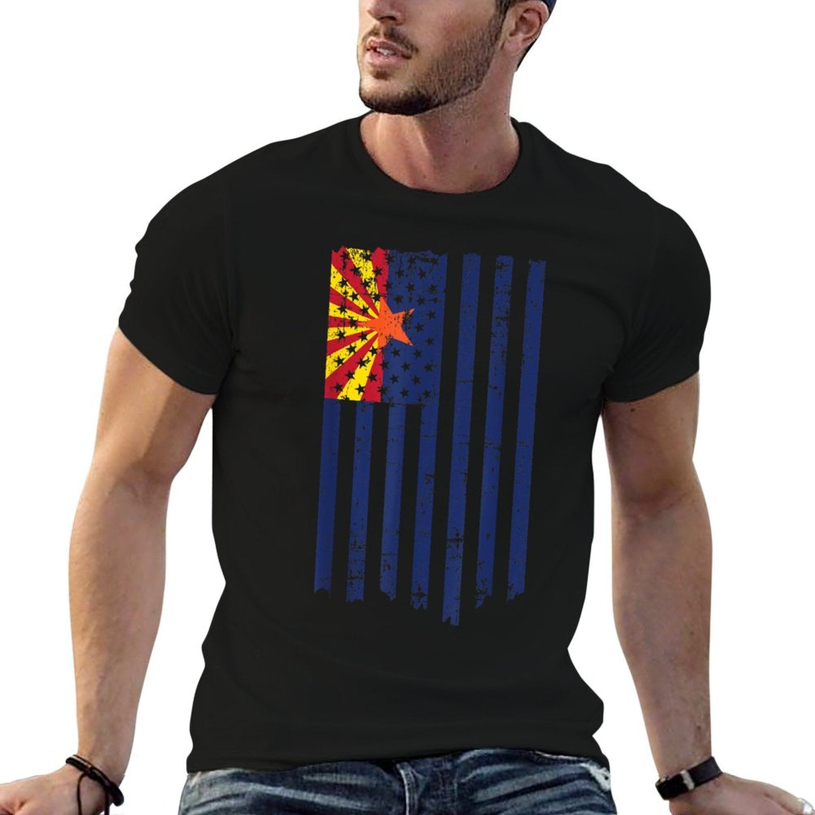 Arizona USA Distressed American Patriotic  Tagless Design T-Shirt