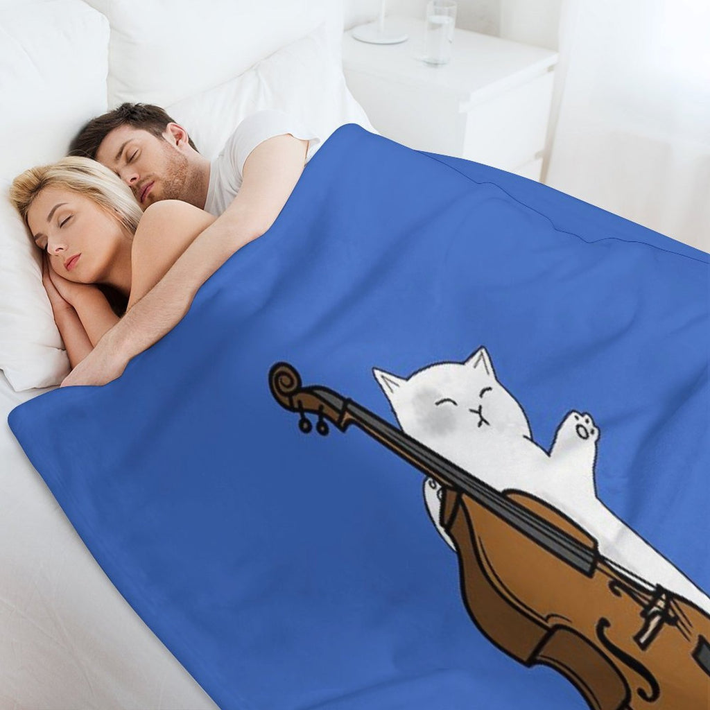 Cute Cat Double Bass Player For Double Bass Player And Classical Musician As A Double Bass Velvety-soft Throw Blanket