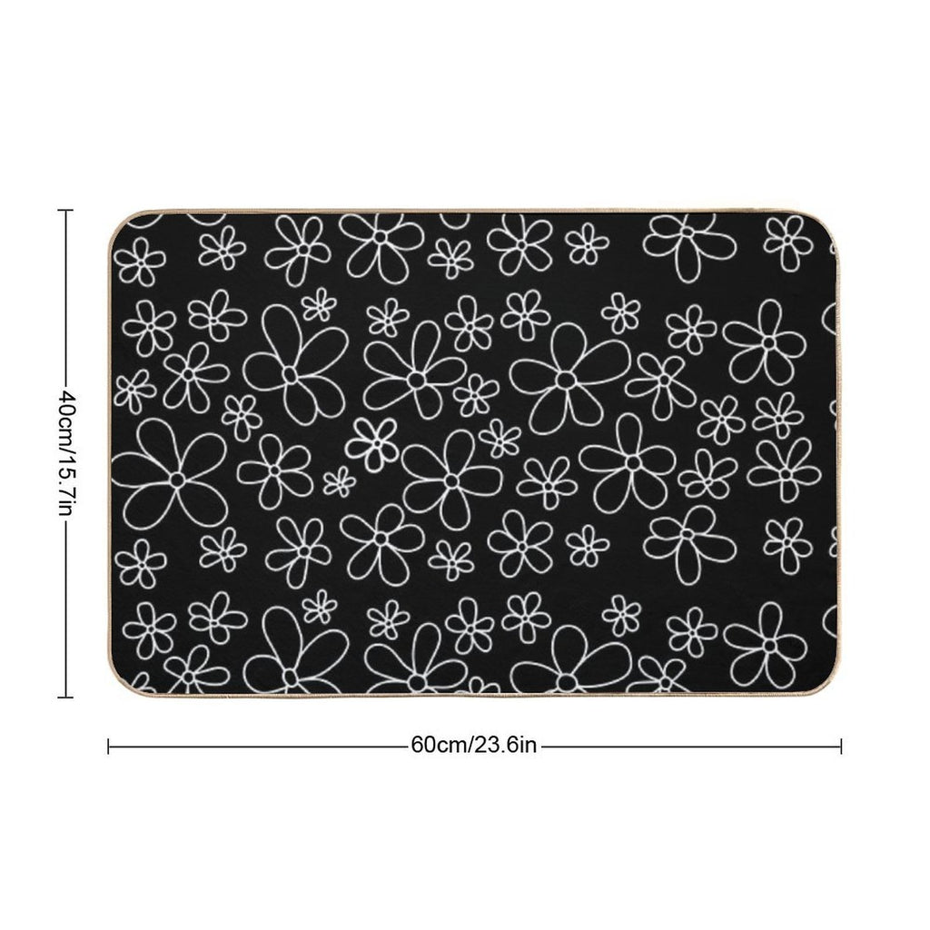 White Flowers  Pet-Safe Bath Mat