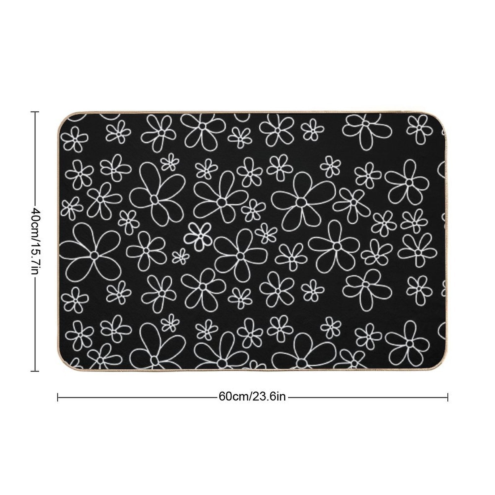 White Flowers  Pet-Safe Bath Mat