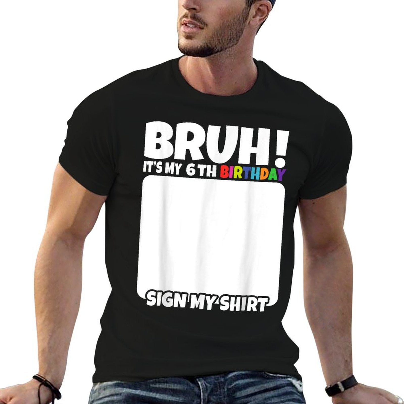 Bruh It's My 6th Birthday Sign My 6 Years Old Birthday  Heathered Texture T-Shirt