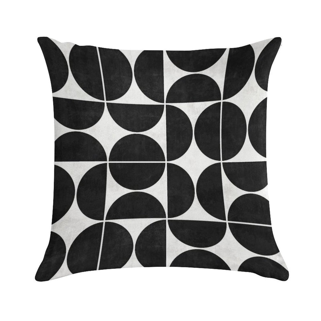 Mid-Century Modern Pattern No.3 - Black And White Concrete Soft Gift Ready Throw Pillow