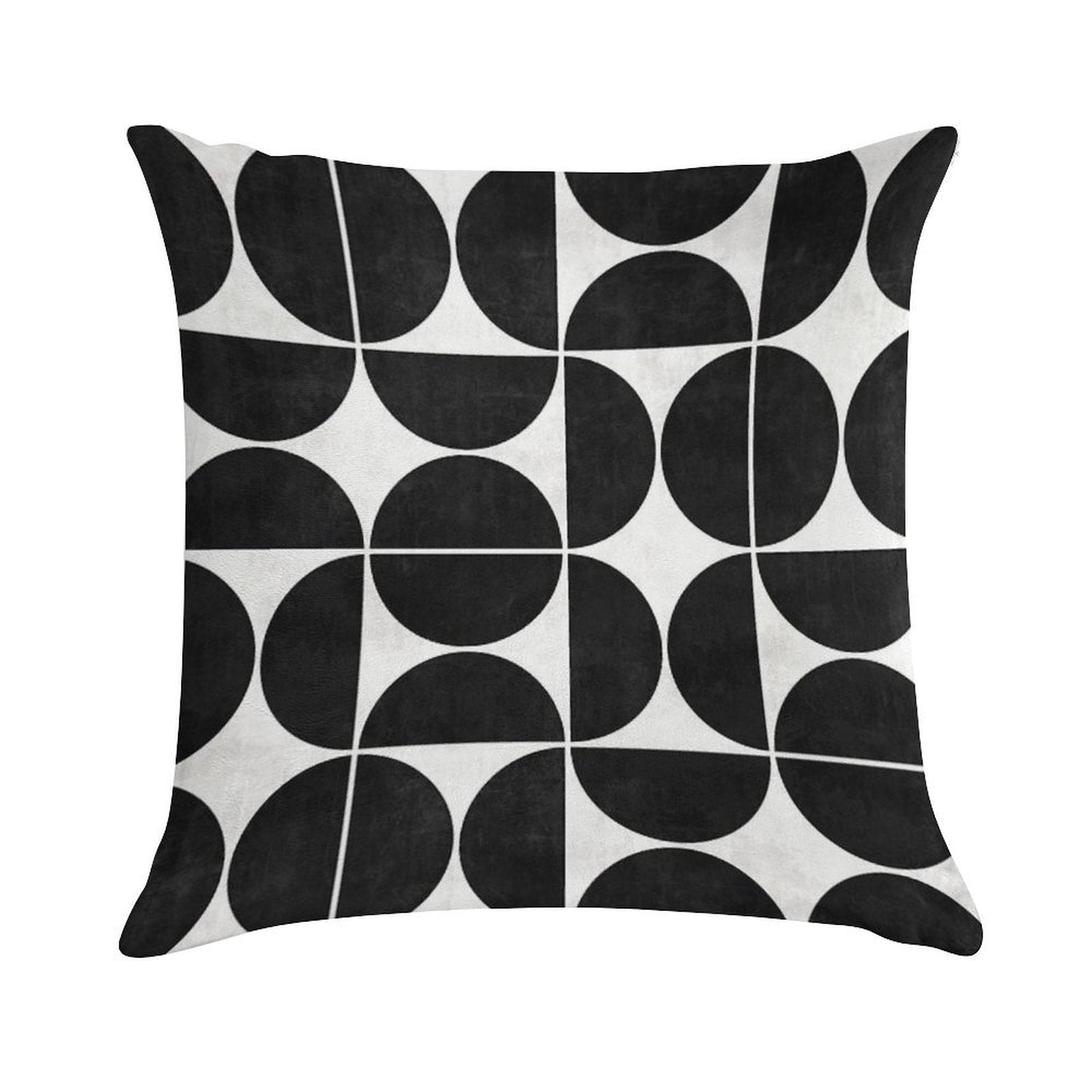 Mid-Century Modern Pattern No.3 - Black And White Concrete Soft Gift Ready Throw Pillow