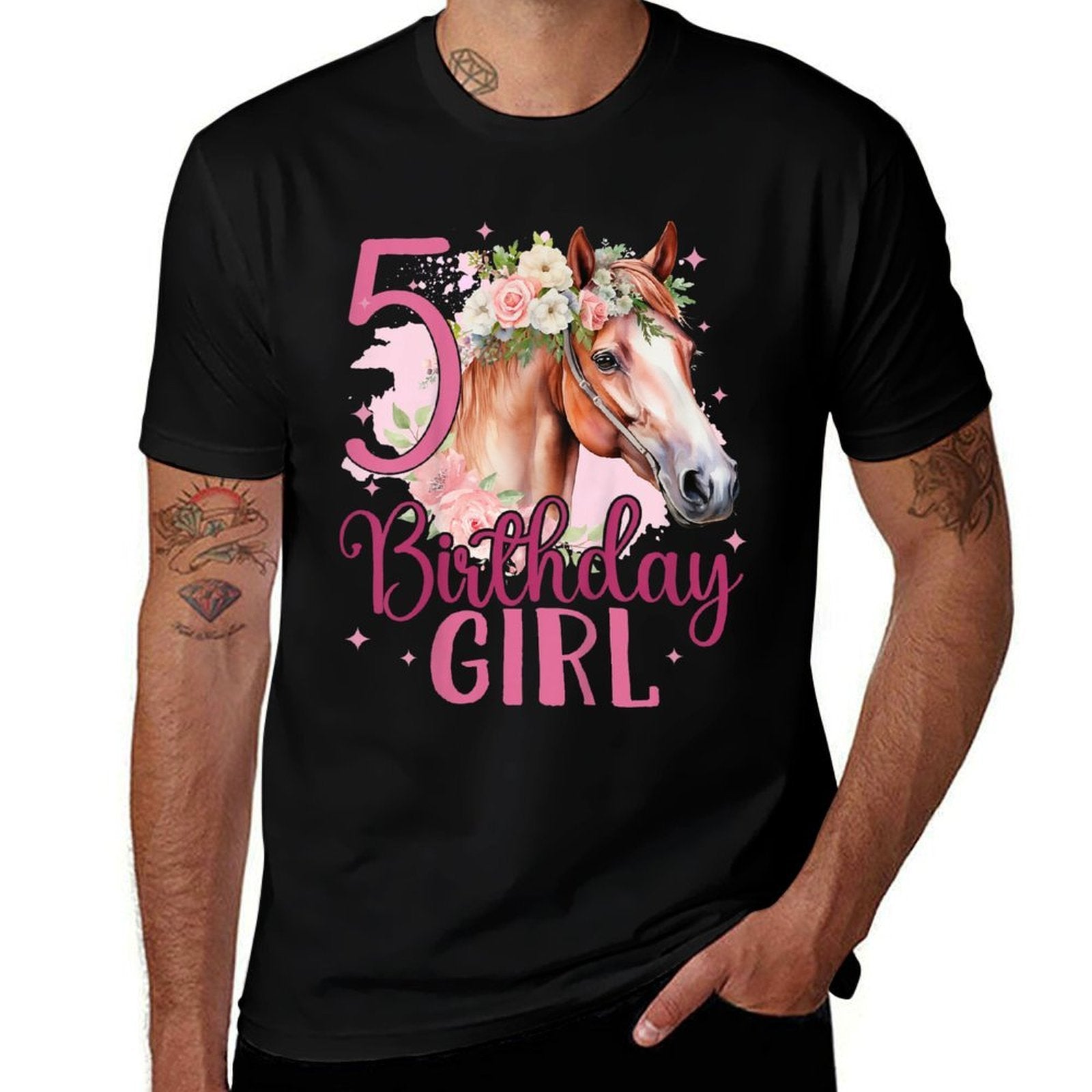 Kids 5th Birthday Horse Girl 5 Years Five Finally 5 Birthday  Tagless Design T-Shirt