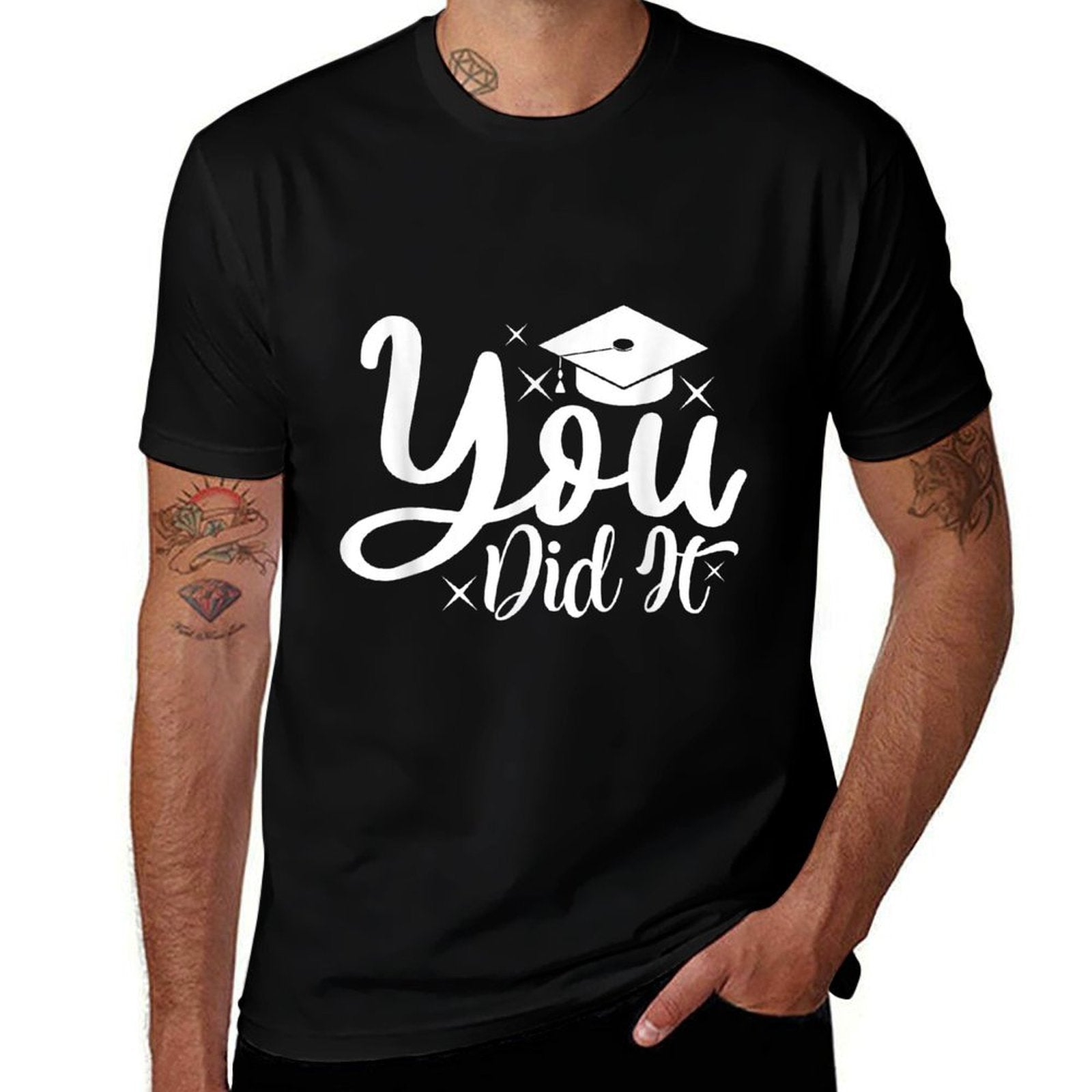 You Did It, Class Of 2024 Graduation Seniors Graduated Fun  Ribbed Collar T-Shirt