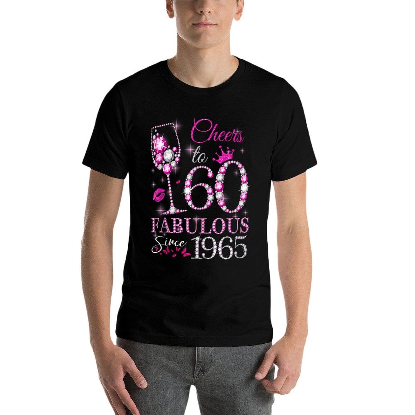 Womens Cheers to 60 Years Old EST 1965 60th Birthday Queen  Quick-drying T-Shirt