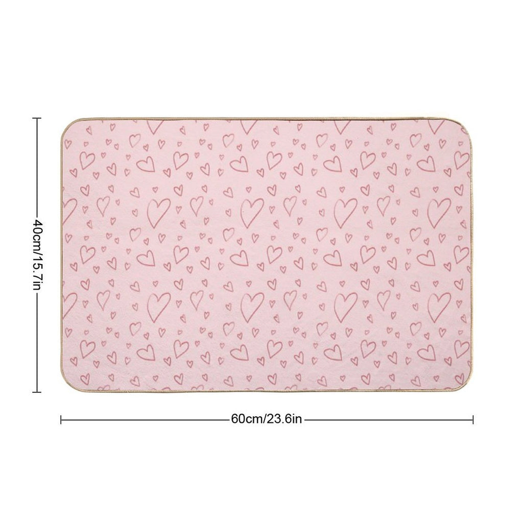 Cute Sweet Pink Hearts As Romantic Seamless Pattern Background Backdrop Wallpaper, Illustration of Love for Valentine's Day  Fade-Resistant Bath Mat