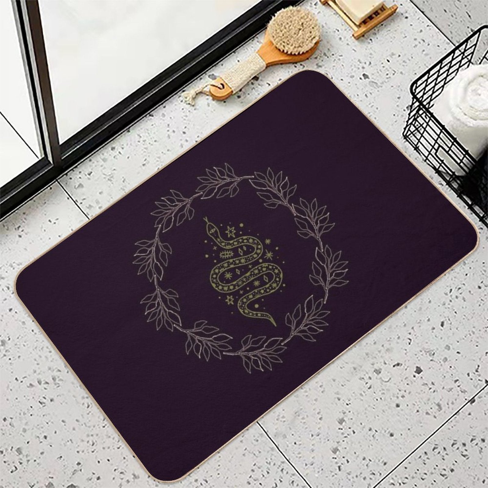 Green Witch Serpent And Wreath Durable Bath Mat