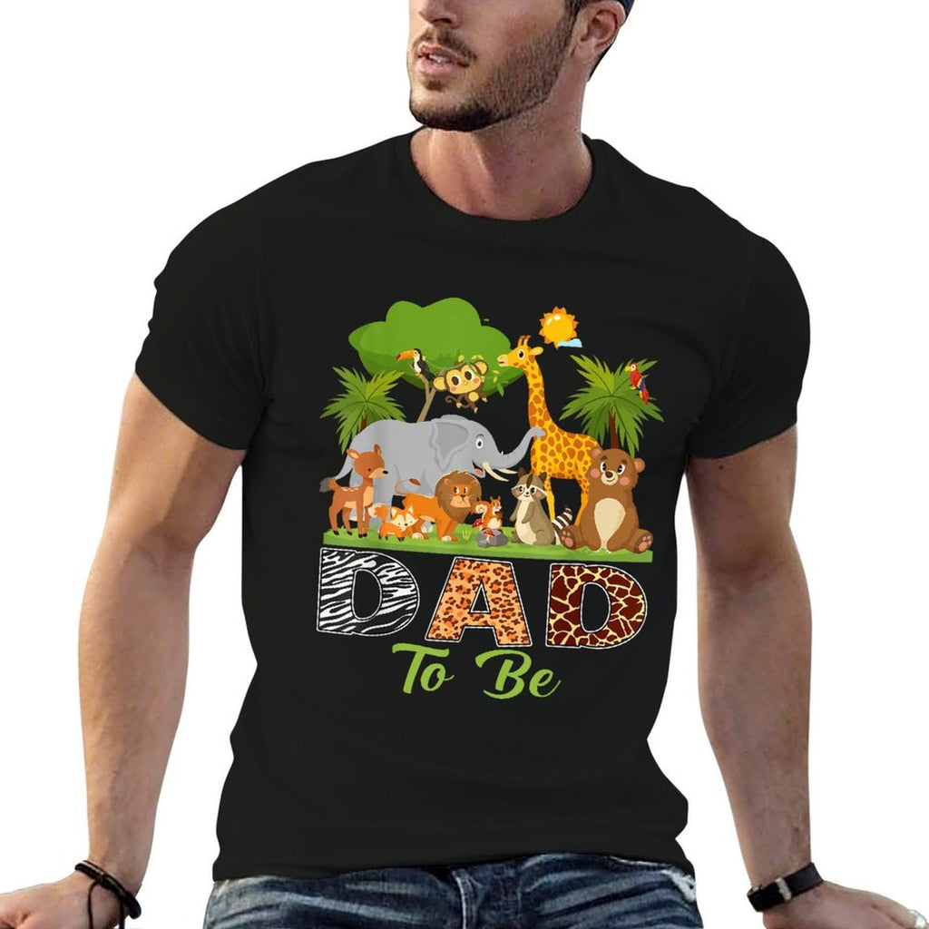 Soon To Be Dad Jungle Animal Safari Baby Announcement  Trendy Pattern T-Shirt