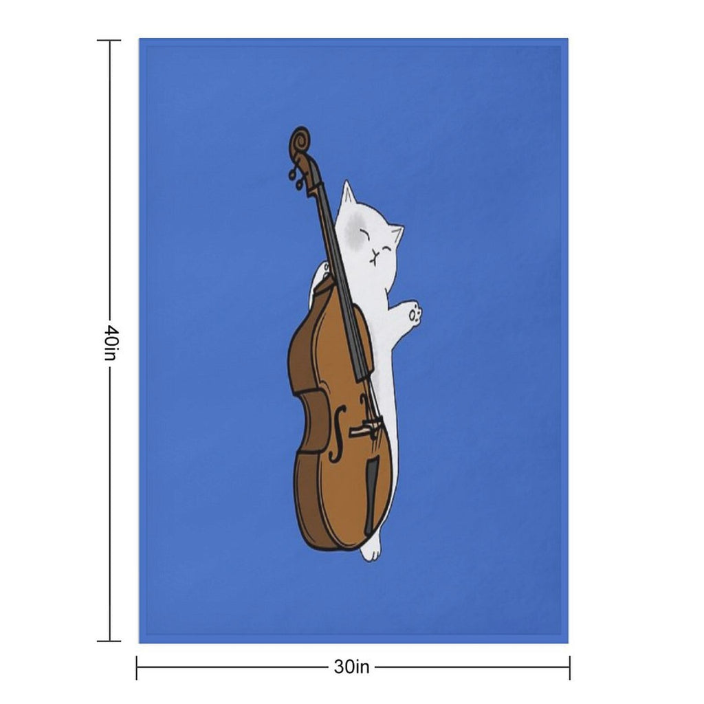 Cute Cat Double Bass Player For Double Bass Player And Classical Musician As A Double Bass Velvety-soft Throw Blanket