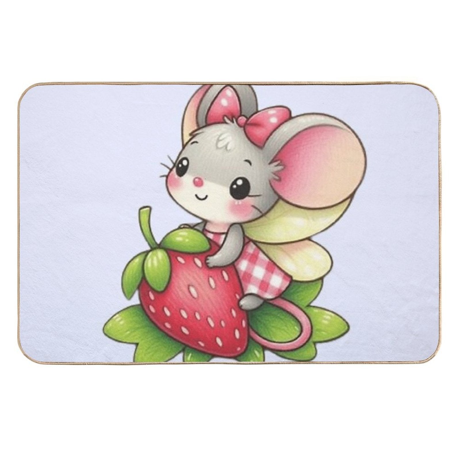 Cute Mouse Fairy with A Strawberry Durable Bath Mat