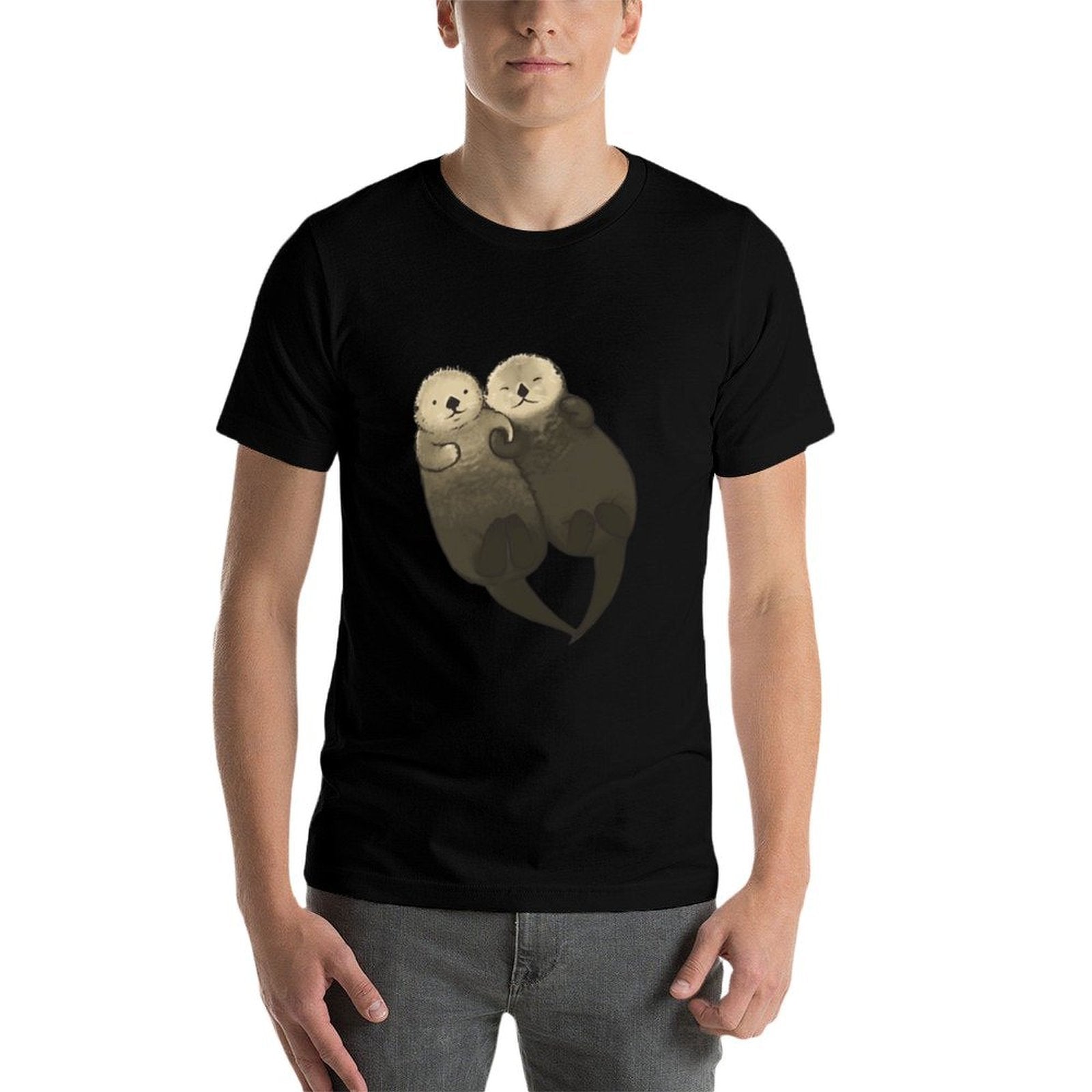 Significant Otters - Otters Holding Hands  Fade-proof Color T-Shirt