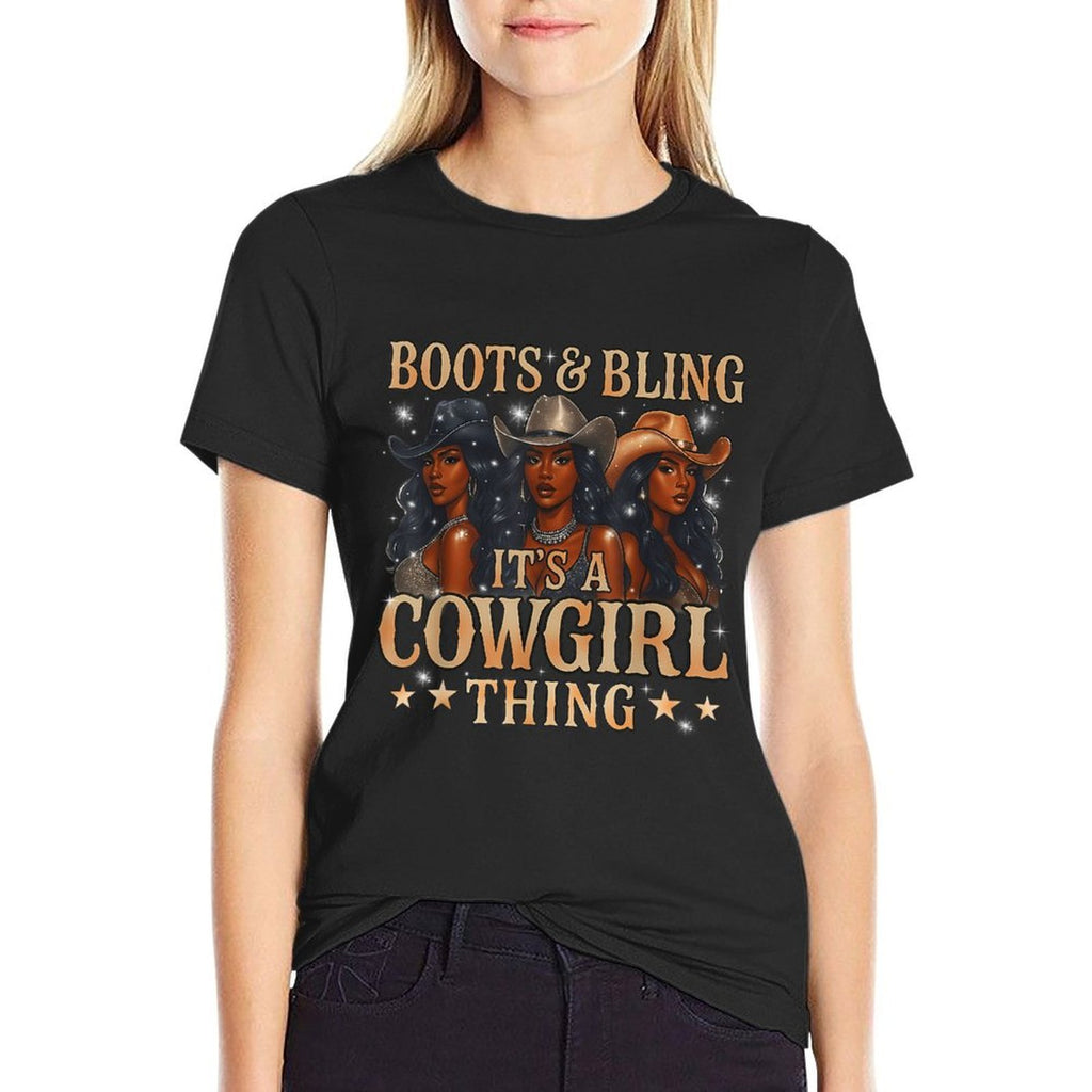 Rodeo Cowboy Boots And Bling Its A Cowgirl Thing Girls Women  Classic T-Shirt