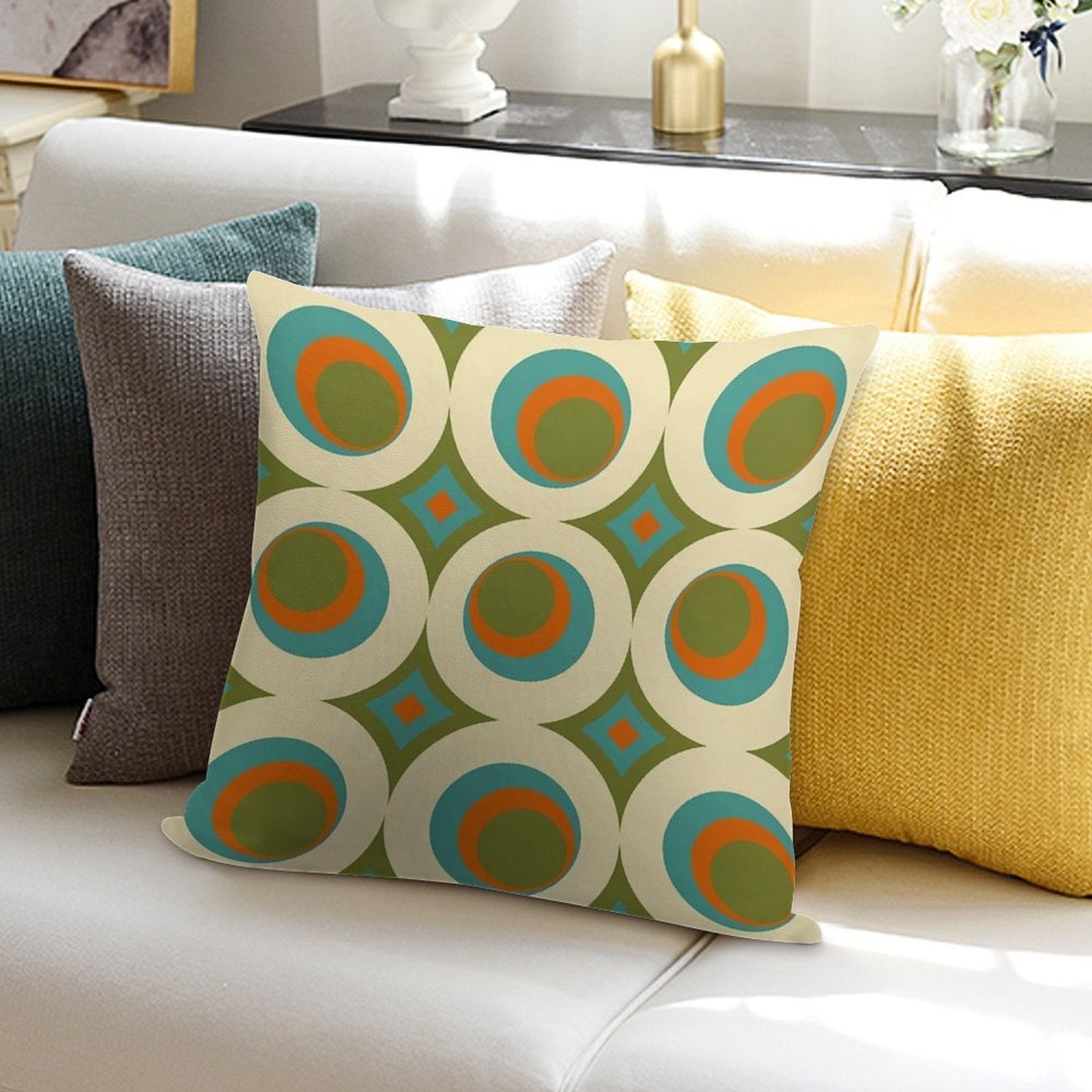 Mid-Century Modern Funk 2 Soft High-Density Material Throw Pillow