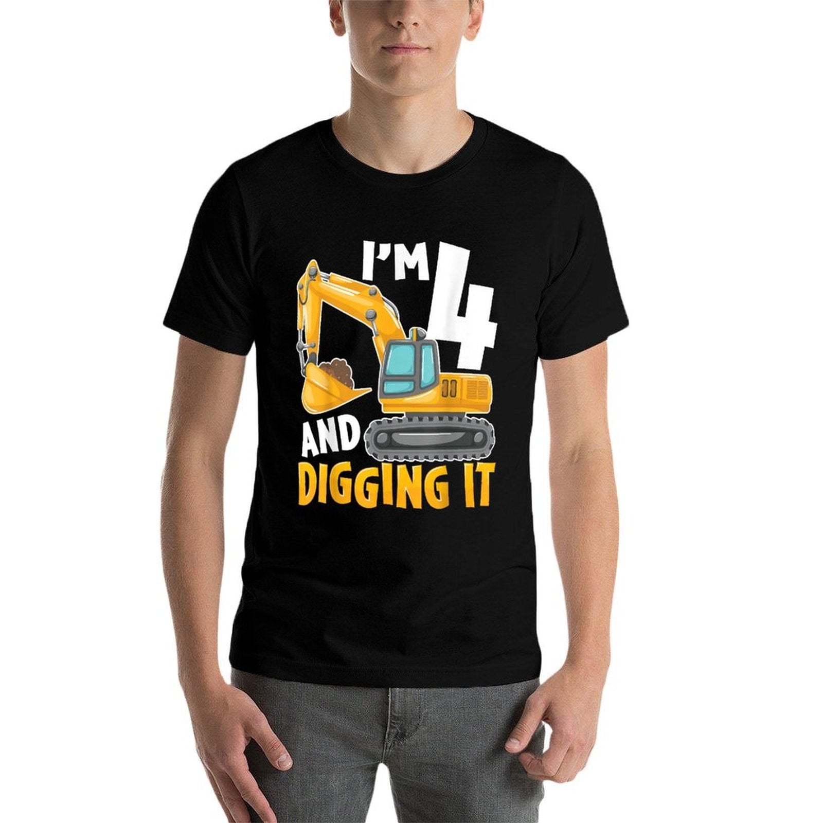 I'm Four 4 Year Old 4th Birthday Boy Excavator Construction  Odor-resistant T-Shirt