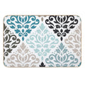 Scroll Damask Pattern Teals Browns White  Anti-Trip Bath Mat