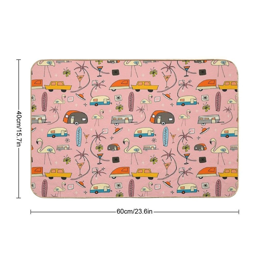 Vintage Kitsch Pink #midcentury  Absorbent Bath Mat