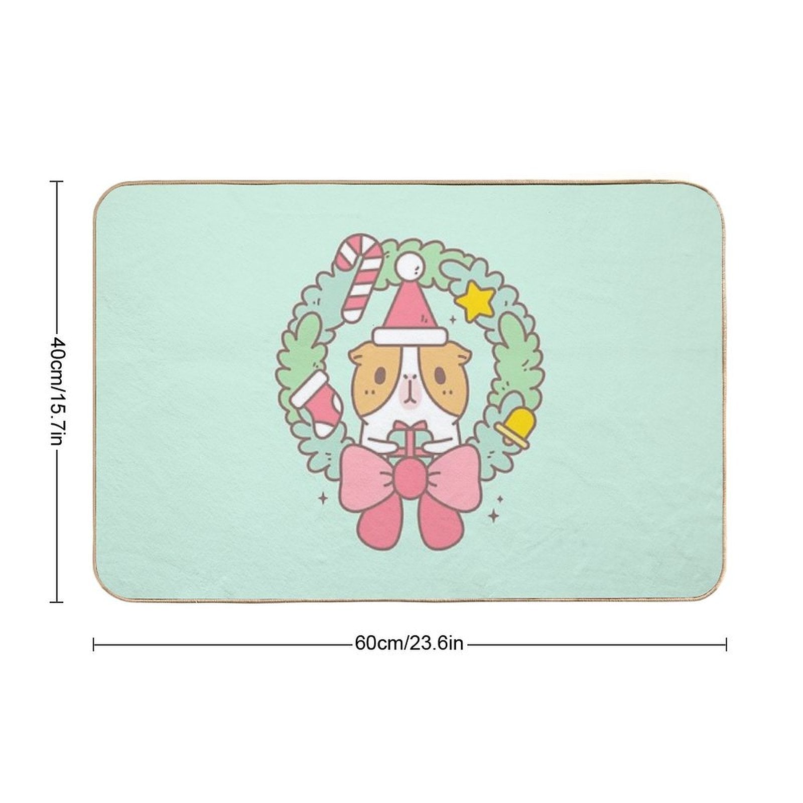 Bubu The Guinea Pig, Christmas Wreath  Odorless Bath Mat