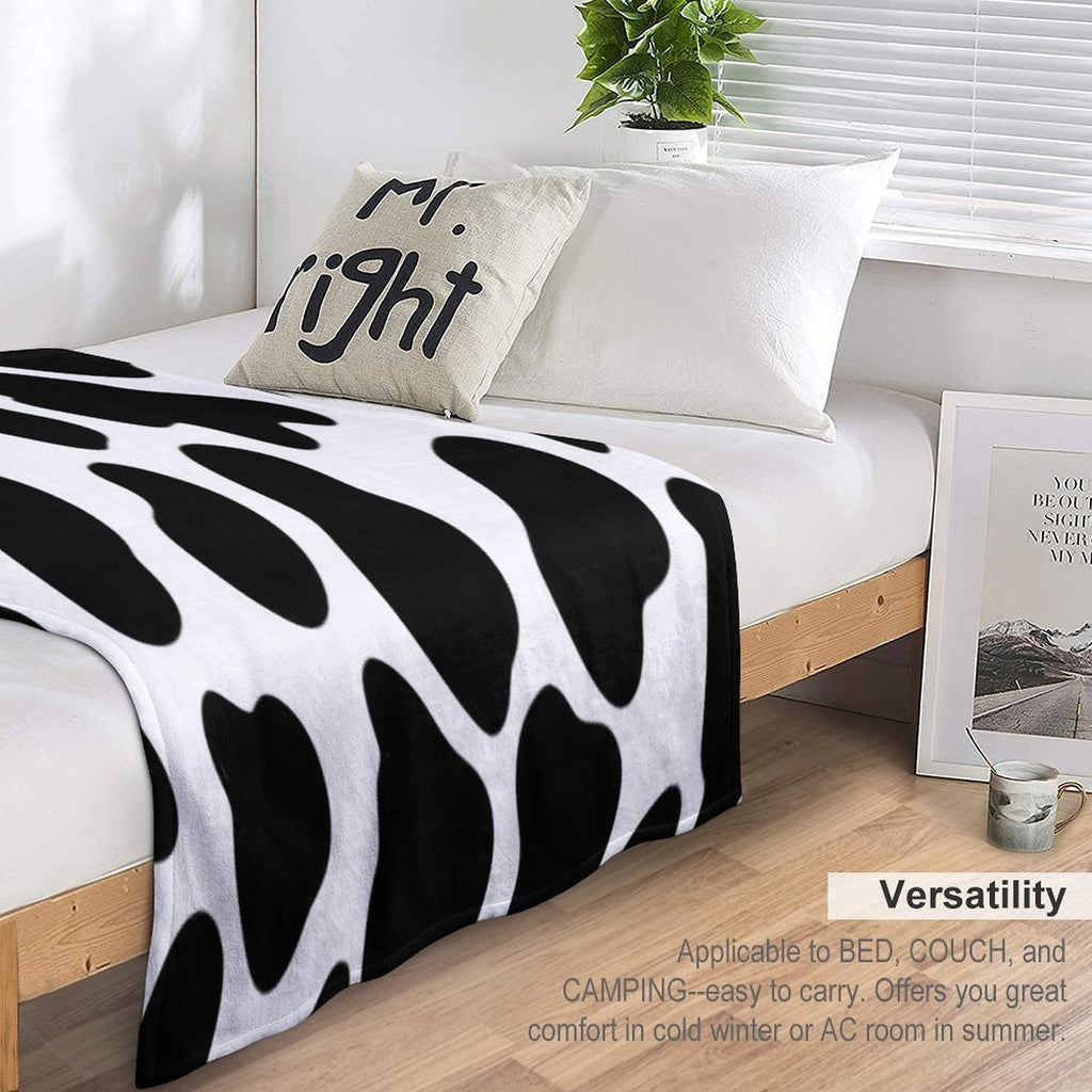 Cow Print Plush Throw Blanket