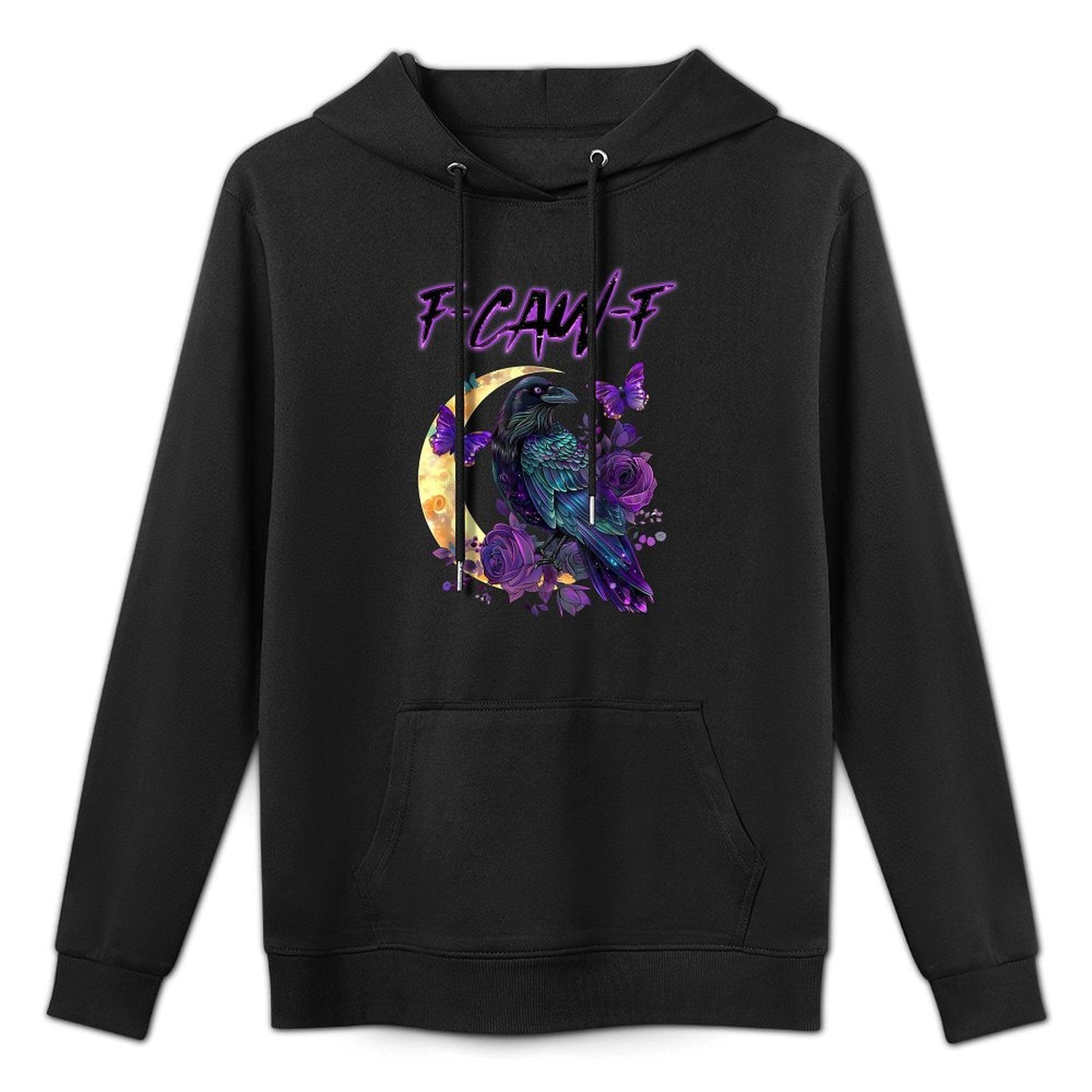 F-Caw-F Funny Raven Black Crow Spooky Season Halloween Retro Durable Construction Hoodie