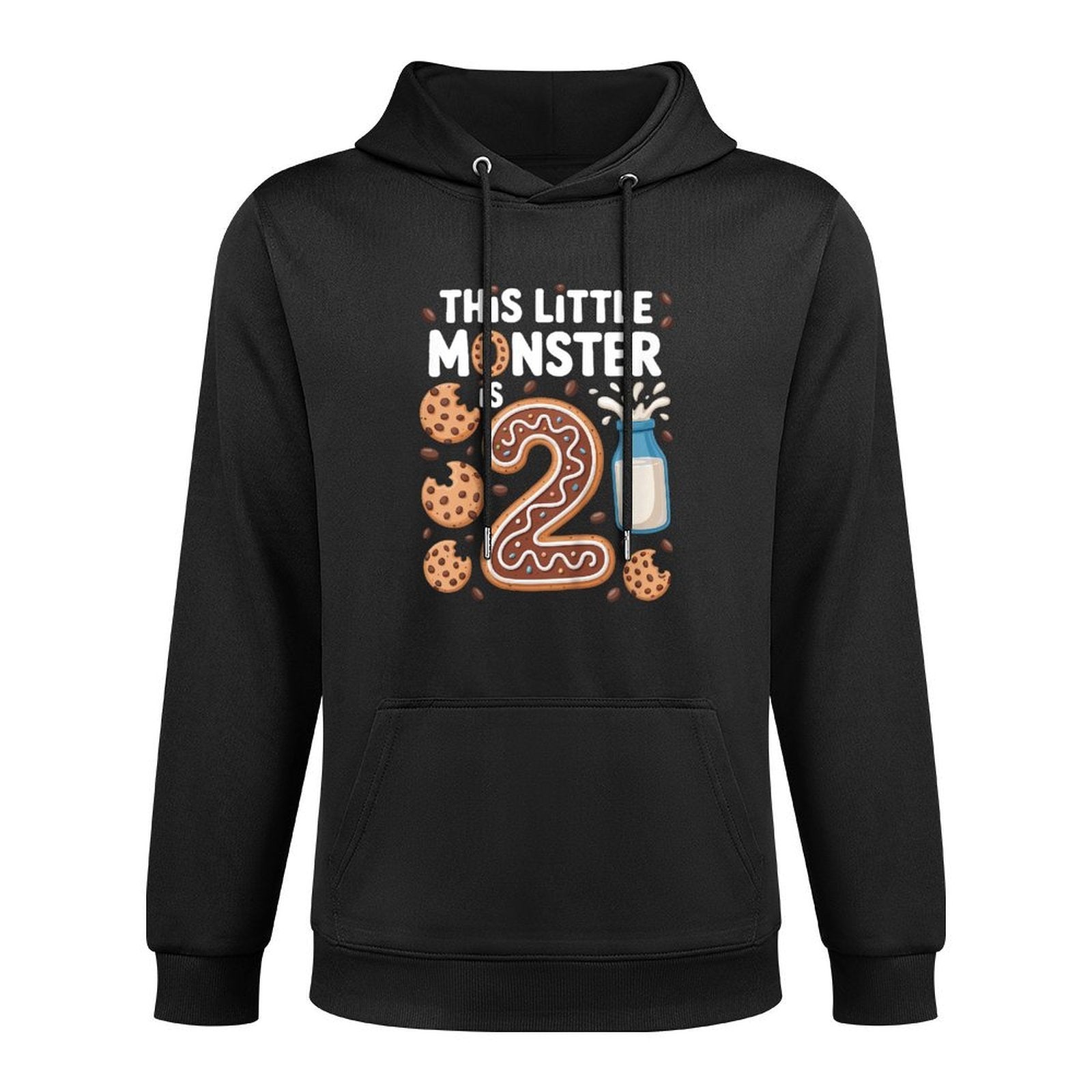 Kids This Cute Monster Is 2 Cute Cookie 1st Birthday Kangaroo Pocket Hoodie