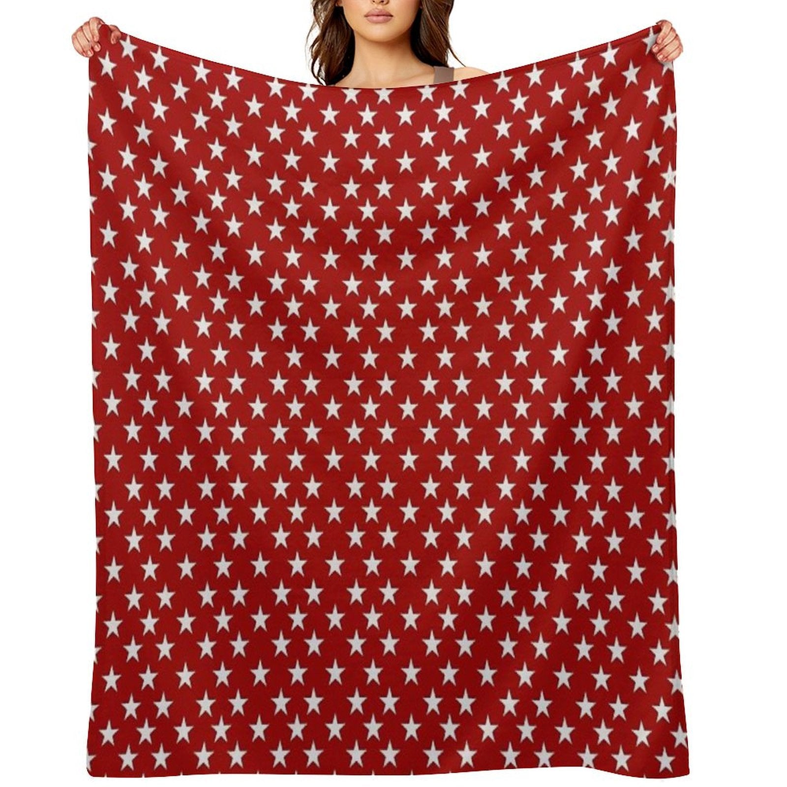 Red with Stars Plush Throw Blanket