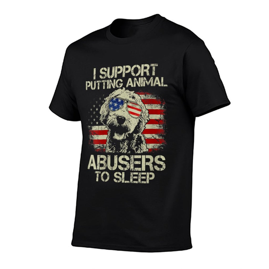 Womens Doodle USA I Support Putting Animal Abusers To Sleep  Oversized Silhouette T-Shirt