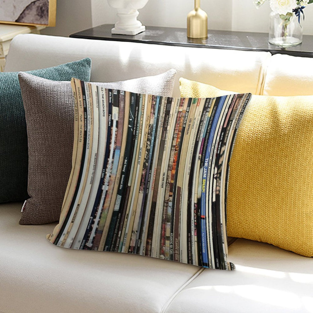 Classic Rock 2  Vinyl Records Soft Skin-Friendly Throw Pillow
