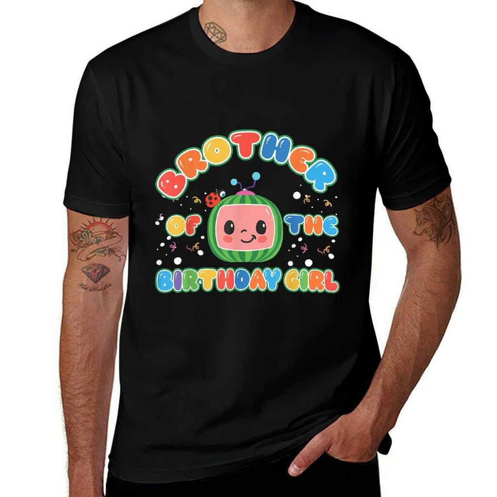 Brother Of The Birthday Girl Melon Family Matching Funny  Rolled Sleeves T-Shirt