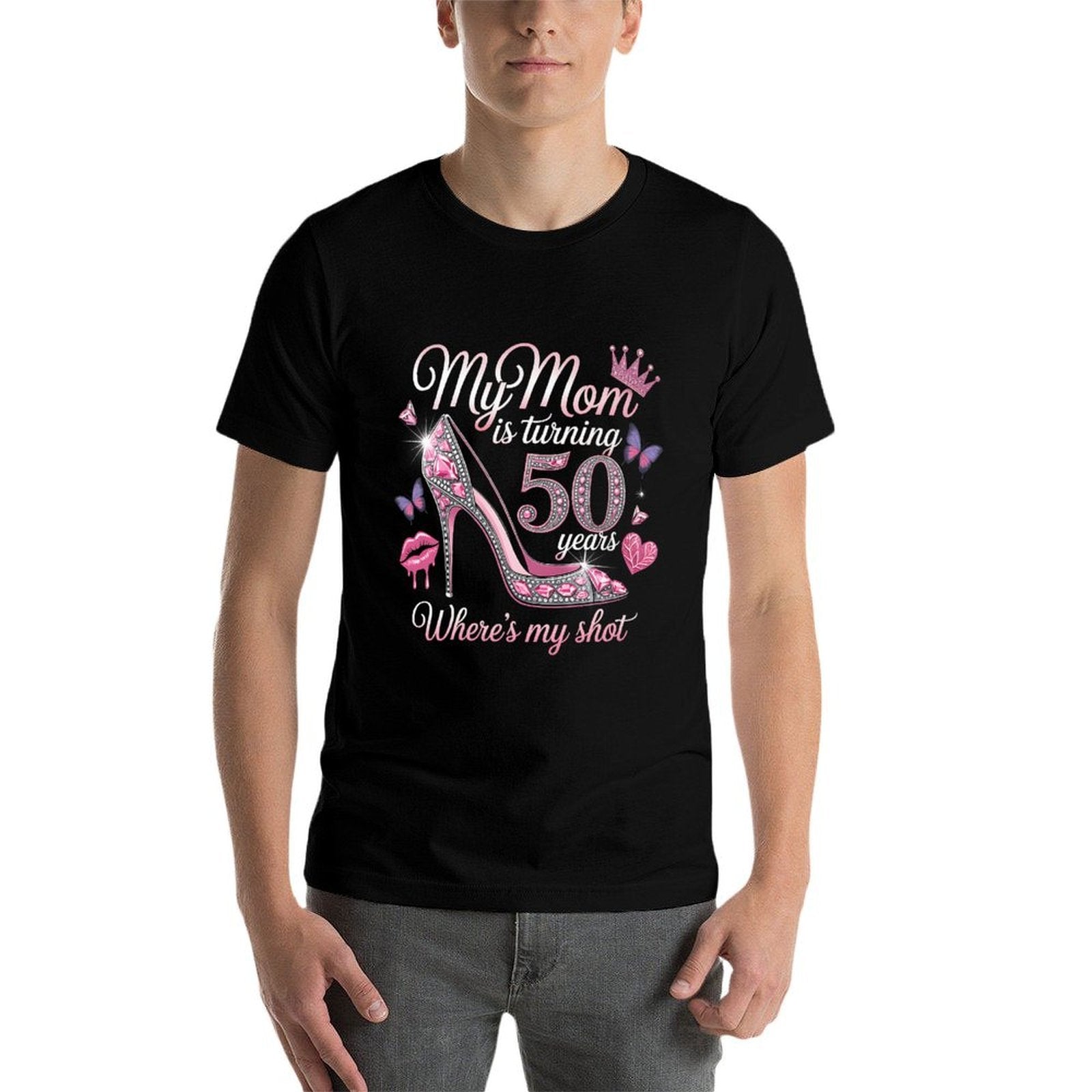 50th Birthday Gift Mom Turning Fifty Years Old Premium  Oversized Silhouette T-Shirt