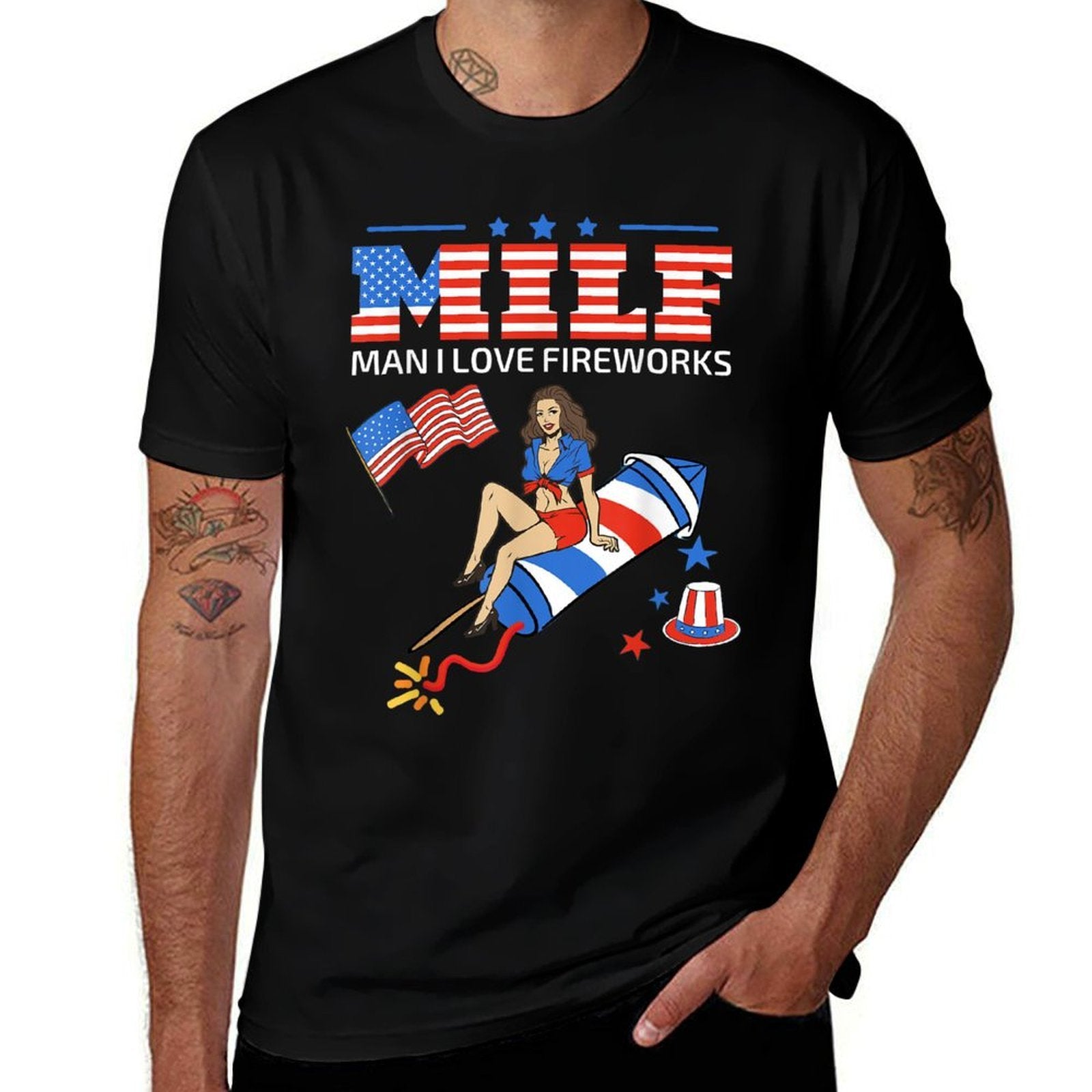 Saying Sarcastic MILF Man I Love Fireworks For Men  Soft T-Shirt