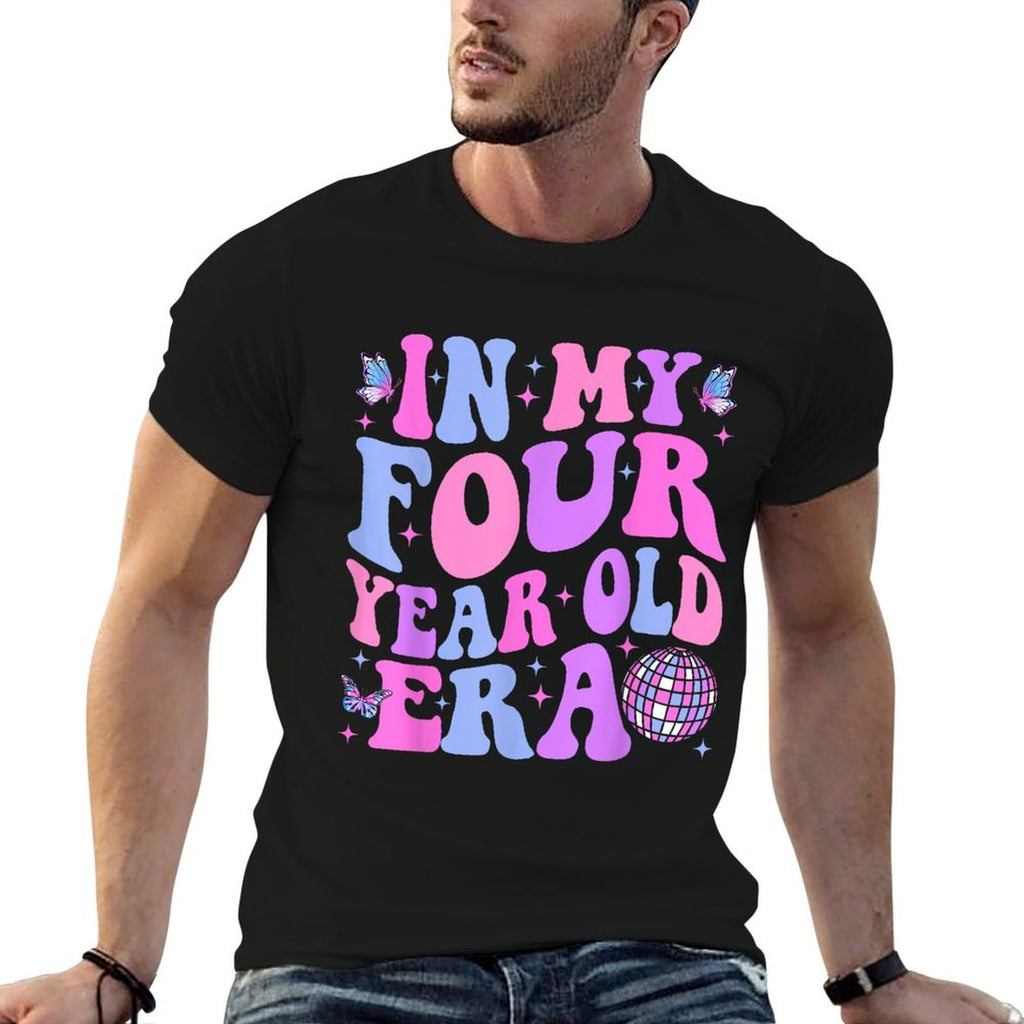 In My Four Year Old Era Girl Boy 4th Birthday 4 Year Old  Heathered Texture T-Shirt