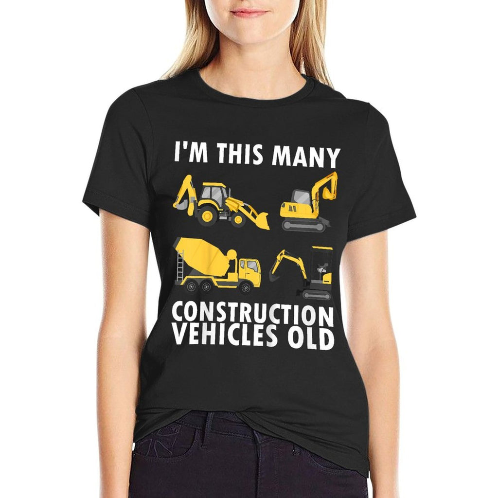 Kids 4 Years Old Boy Construction Trucks 4th Birthday Party  Quick-drying T-Shirt