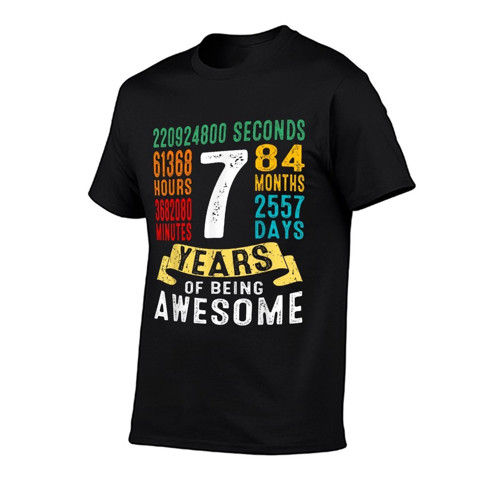 7 Years Old 7th Birthday Gifts Retro Vintage 84 Months Comfortable T-Shirt