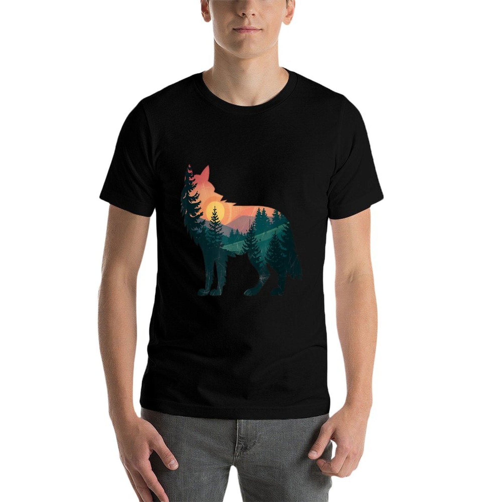 Wolf Hiking Hunting Outdoor Camping Forest Men Women Wolf  Durable T-Shirt