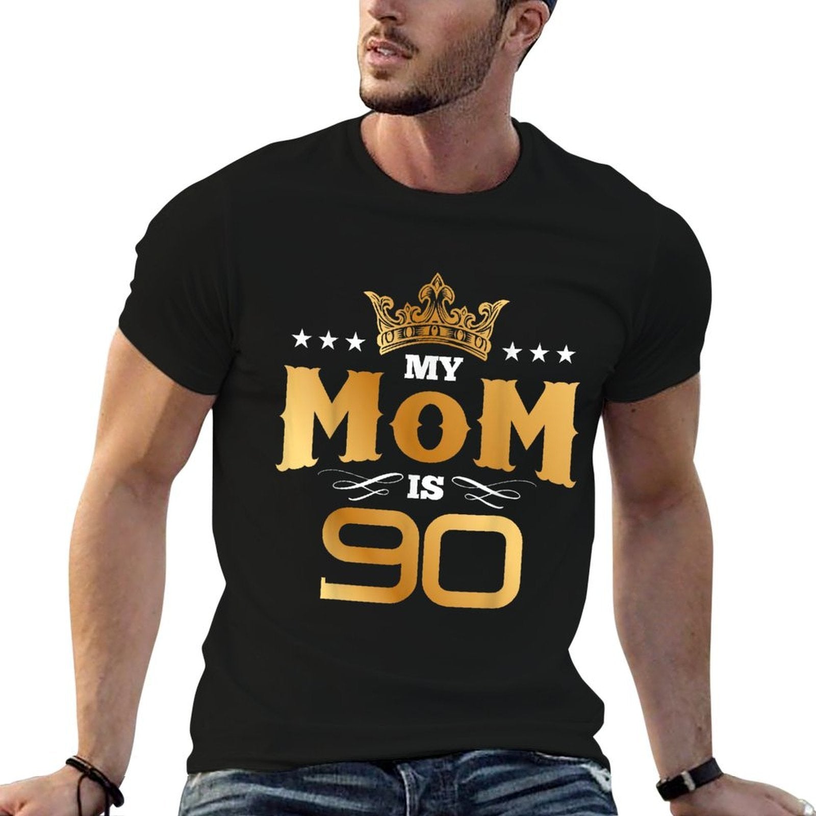 My Mom Is 90 Years Old Funny 90th Birthday for Mother  Relaxed-fit T-Shirt