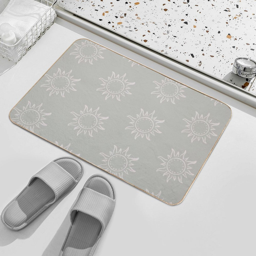 Cute Boho Sun Pattern Bohemian Aesthetic In Muted Colors Pale Green  Multi-Purpose Bath Mat
