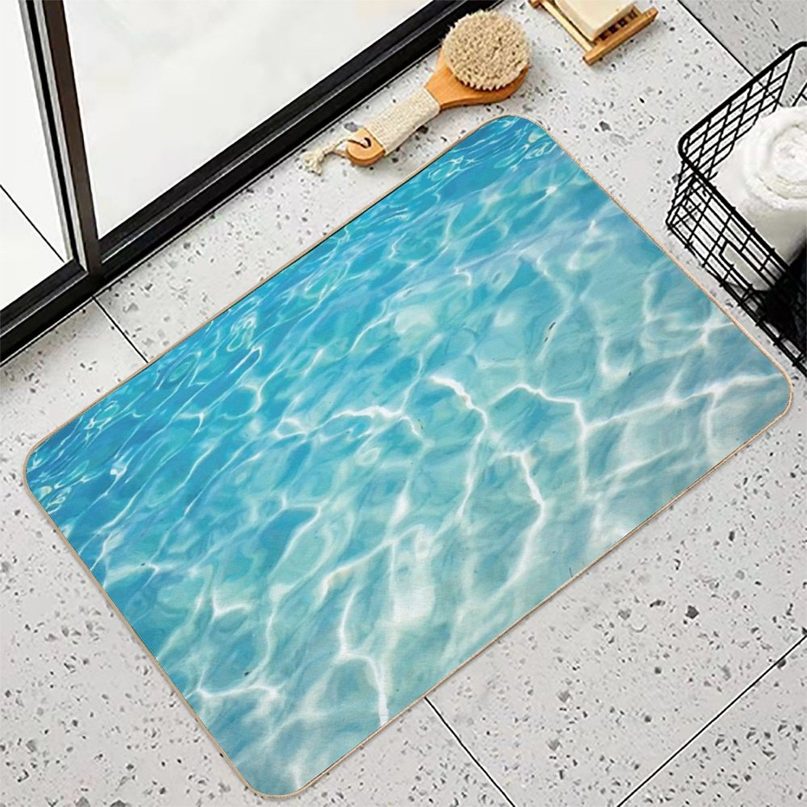 Blue Ocean Waves  Dirt-Trapping Bath Mat