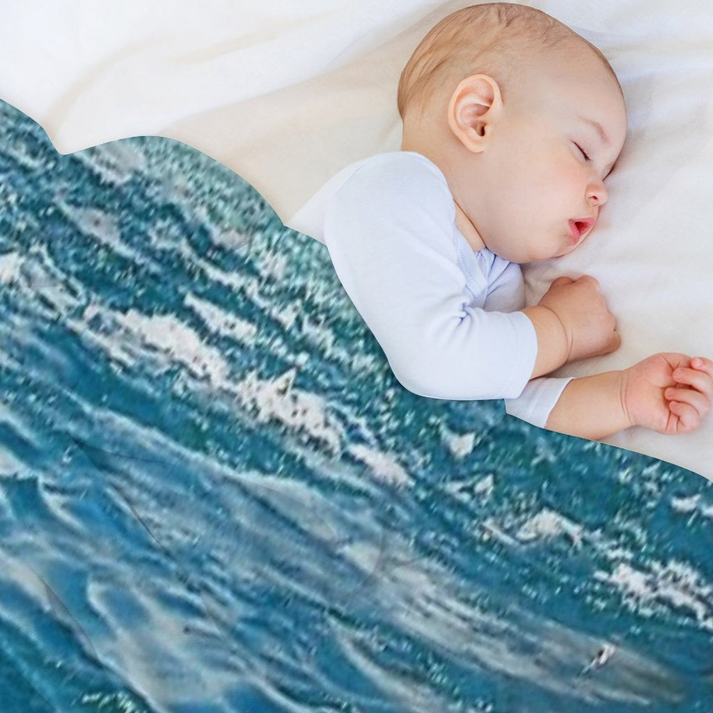 Healing Waters from Blue Ocean Waves And Ripples Shrink-resistant Throw Blanket