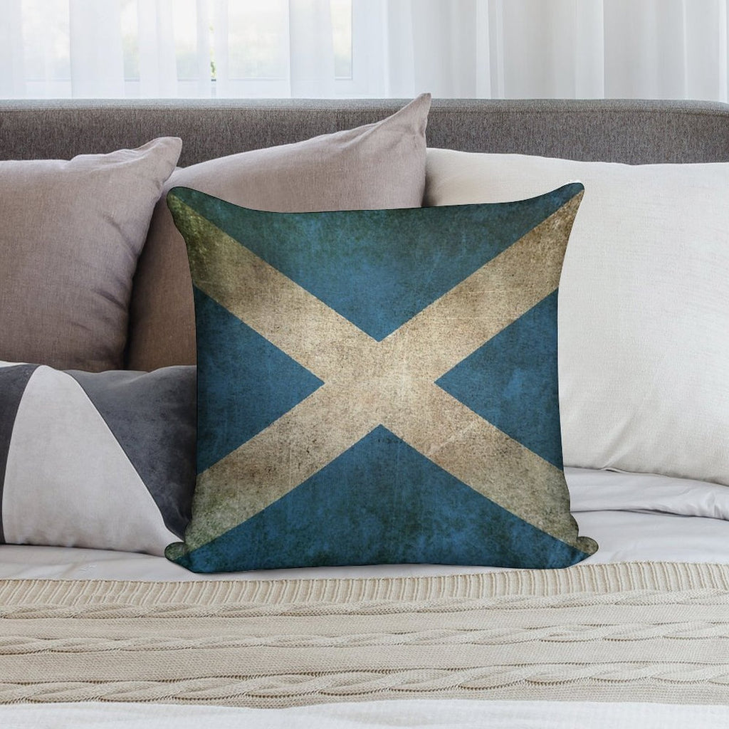 Old And Worn Distressed Vintage Flag of Scotland Soft Luxury Feel Throw Pillow