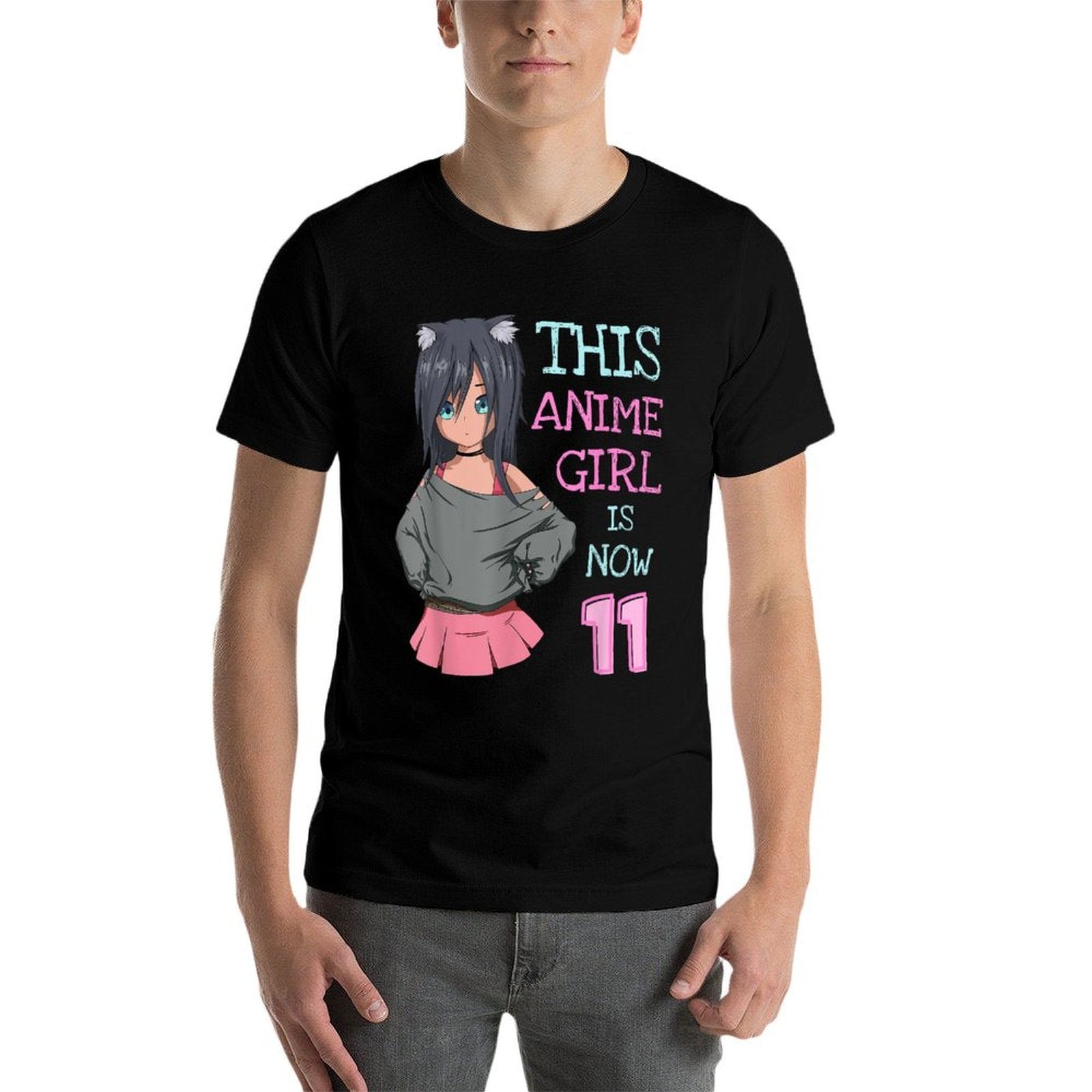 This Anime Girl Is Now 11 Years Old Birthday Girl Kawaii  Heathered Texture T-Shirt