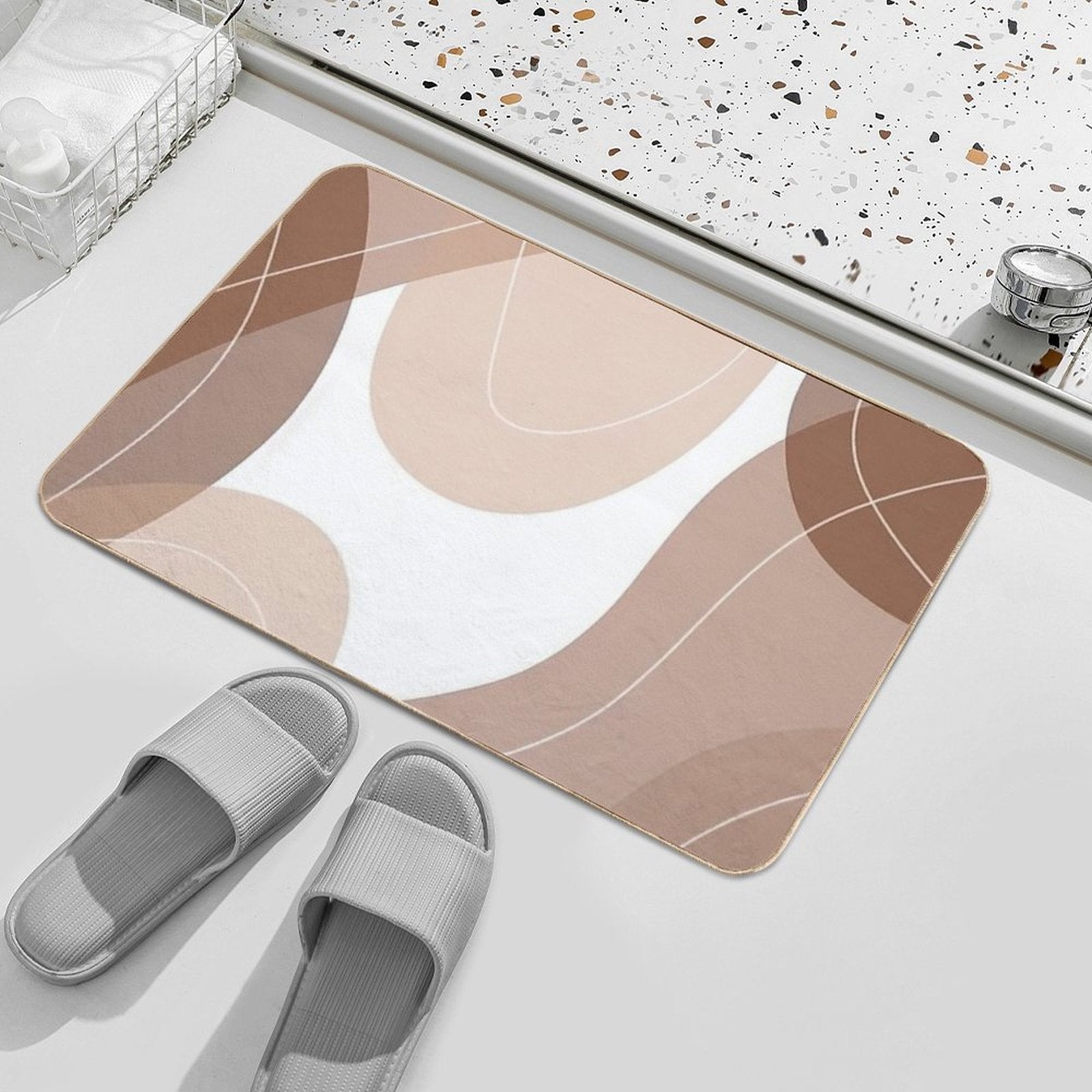 Aesthetic Abstract Brown Spots  Toxin-Free Bath Mat