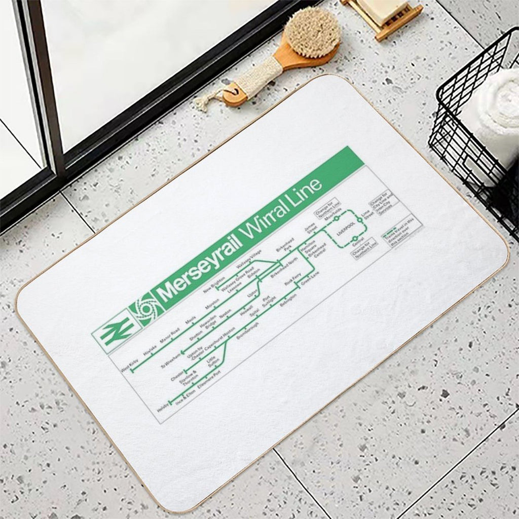 Merseyrail Wirral Line Carriage Map 1978  Dirt-Trapping Bath Mat