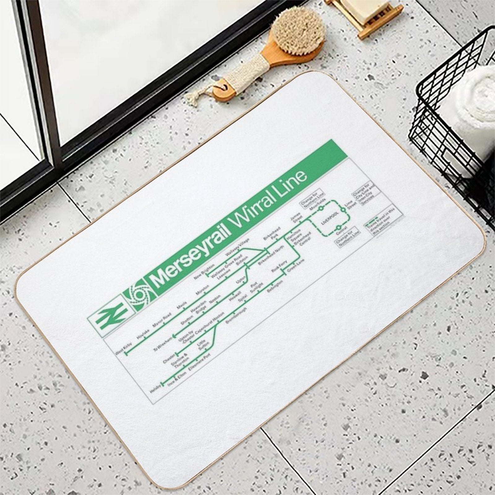 Merseyrail Wirral Line Carriage Map 1978  Dirt-Trapping Bath Mat
