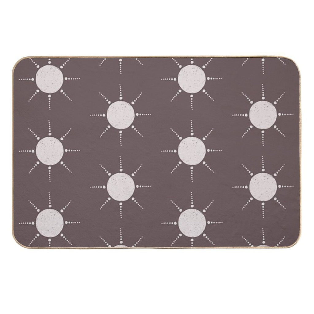 Pretty Polka Dots Sun Pattern Boho Aesthetic In Muted Colors Walnut Brown  Multi-Purpose Bath Mat