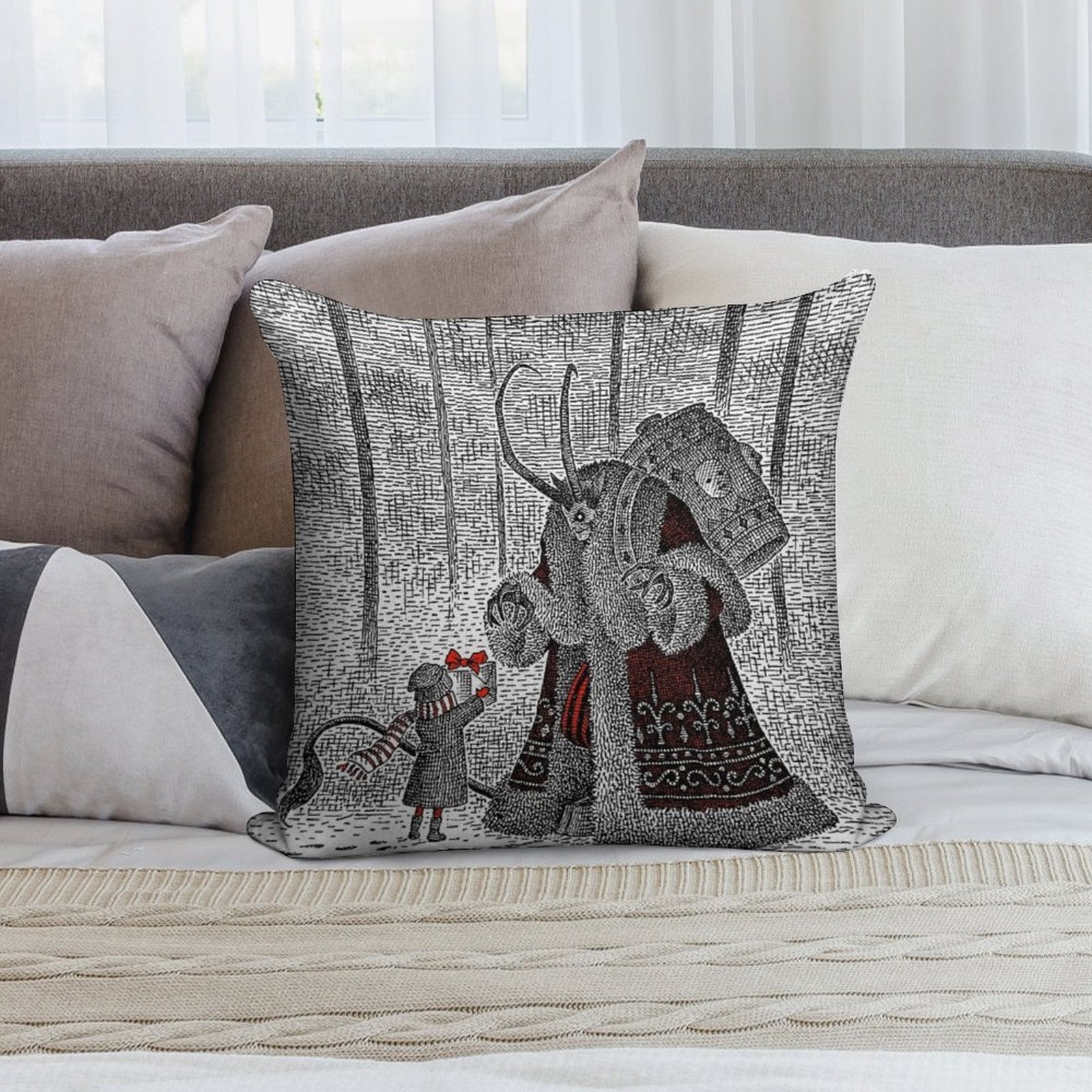 A Gift For Krampus Soft High-Density Material Throw Pillow