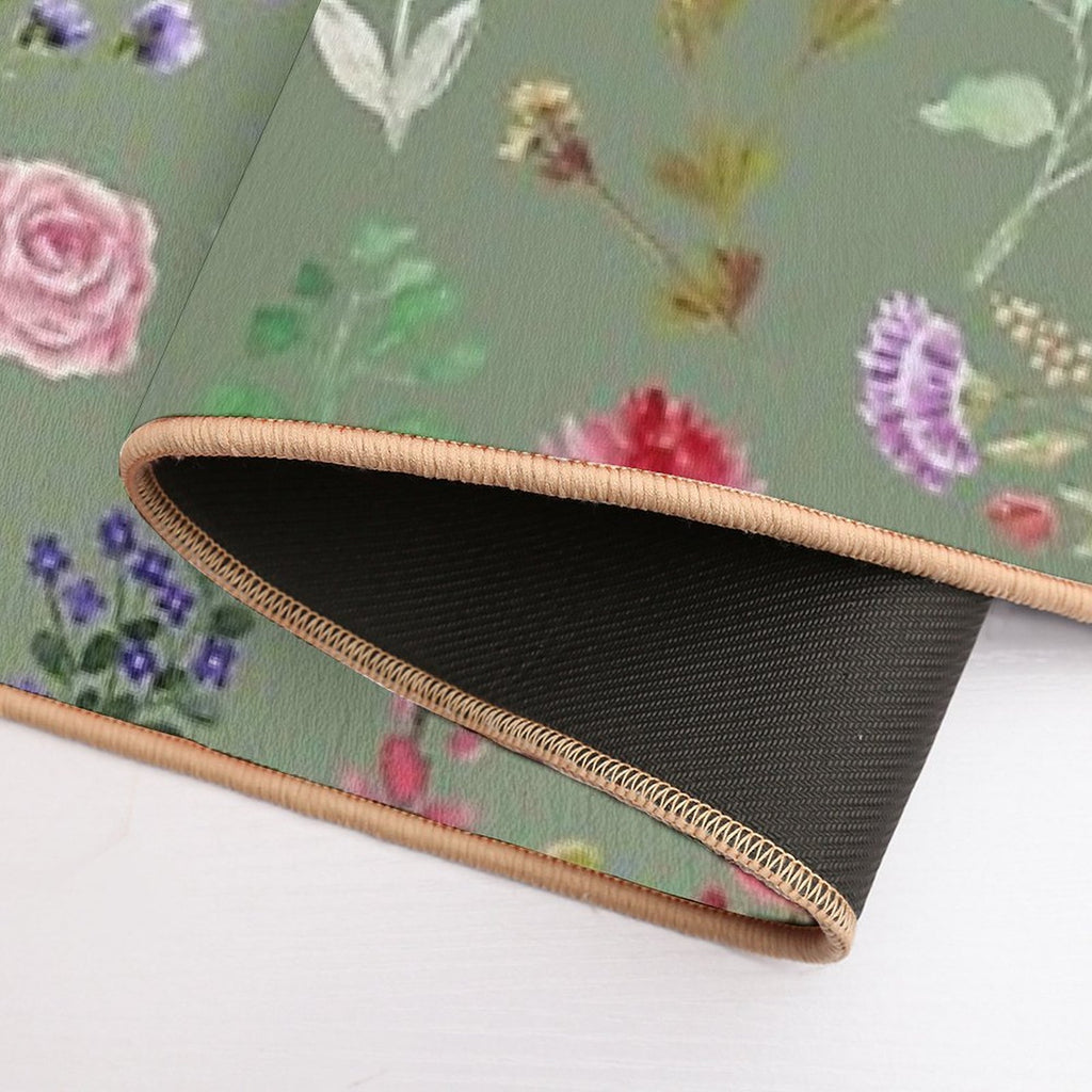 Watercolour Floral Pattern in Sage Green  Eco-Friendly Bath Mat
