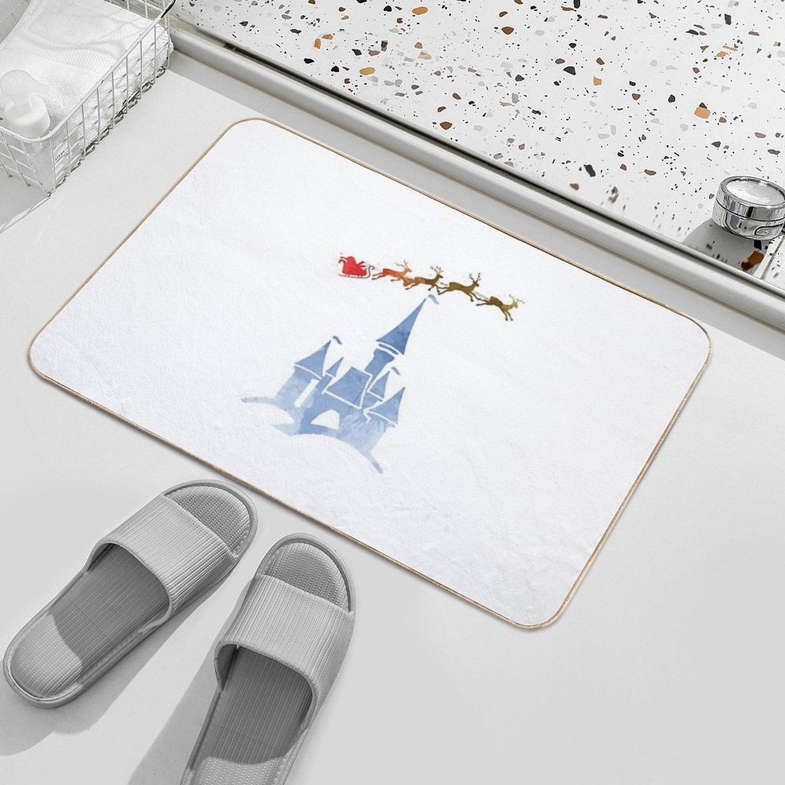 Christmas Castle Inspired Silhouette  Toxin-Free Bath Mat