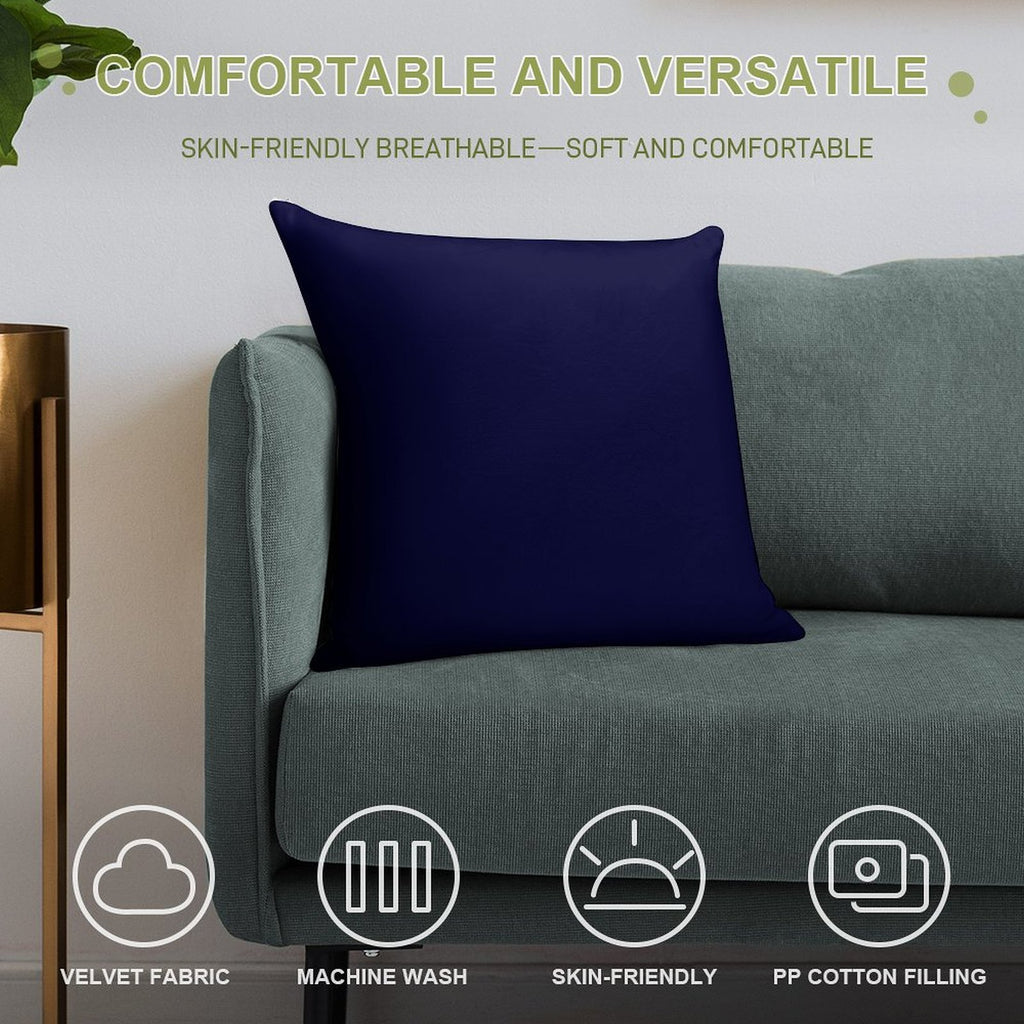 Navy Blue Solid Color Soft Durable Construction Throw Pillow