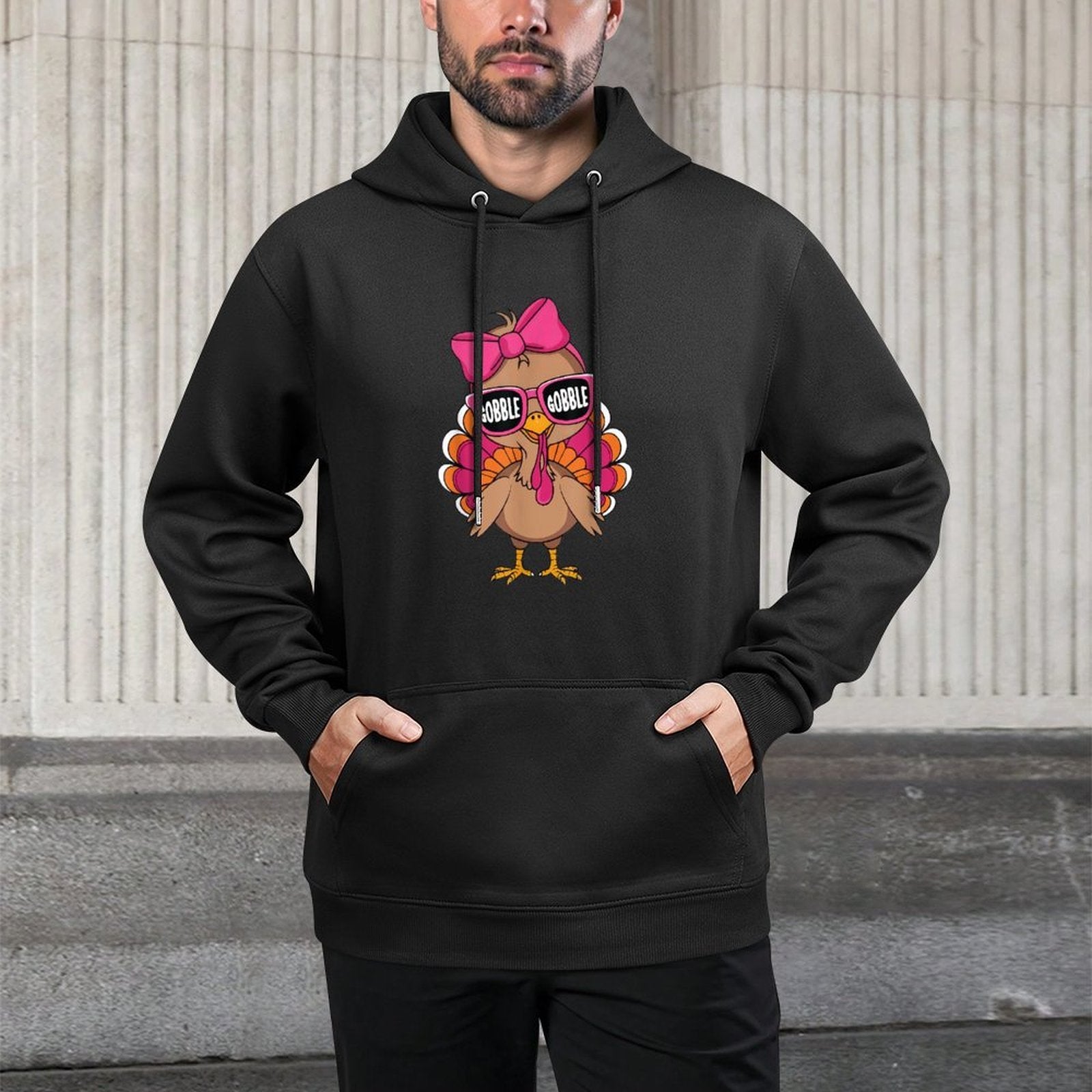 Gobble Turkey Day Happy Thanksgiving Toddlers Girls Kids Durable Construction Hoodie